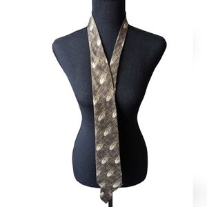 Georgio Armani silk tie olive green yellow and white abstract design small flaw
